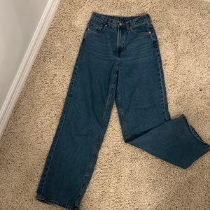 Blue high rise wide leg jeans